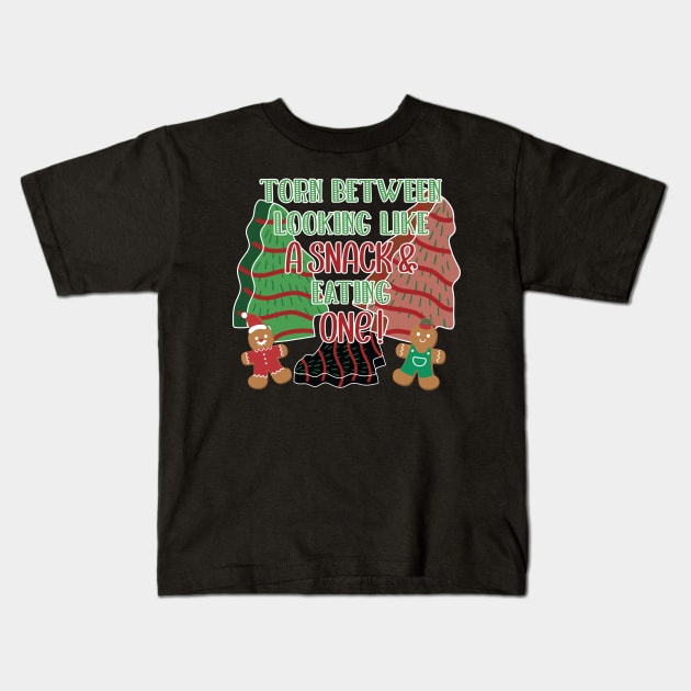 Torn Between Looking Like A Snack And Eating One Santa Christmas Cakes - Vintage Leopard Christmas Tree Cakes Kids T-Shirt by WassilArt